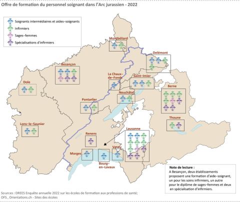 Figure 5 : Offre de formation du personnel soignant dans l&apos;Arc jurassien - 2022